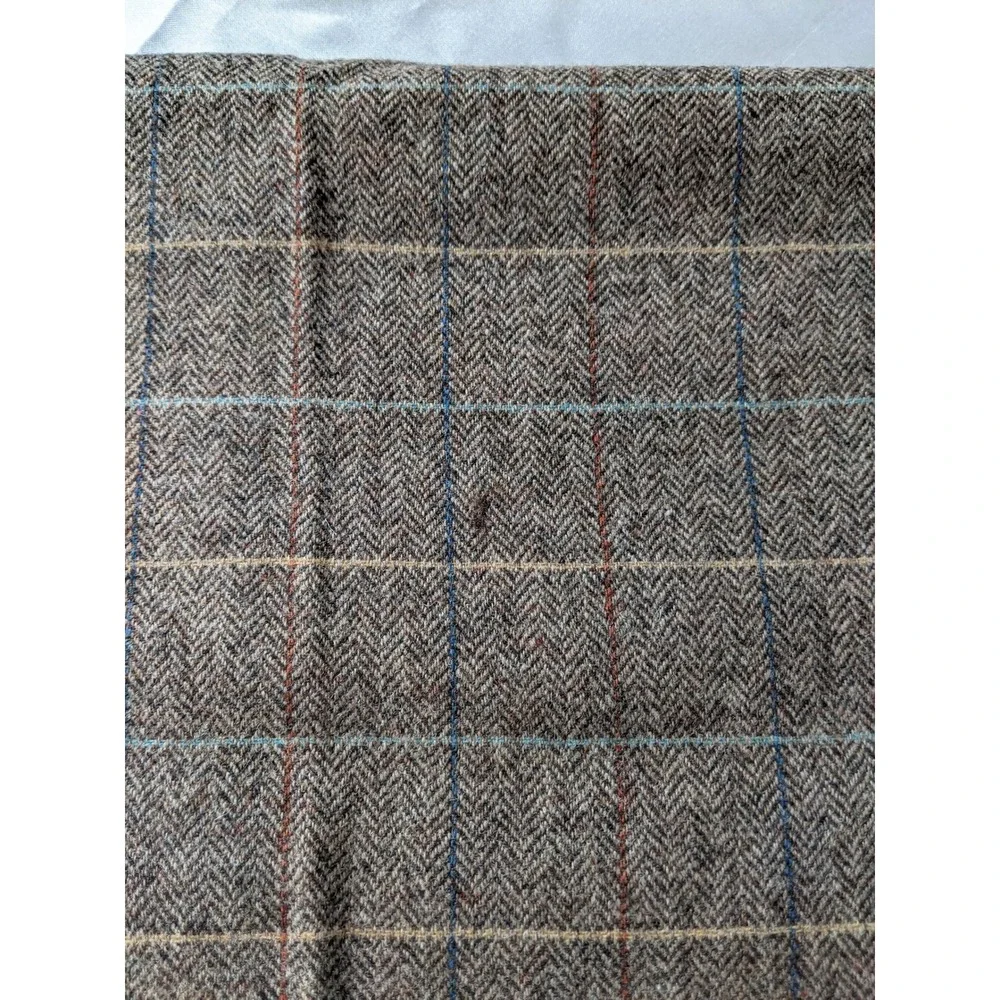 Pendleton Scarf Brown Herringbone Windowpane Plaid 100% Virgin Wool Made in USA